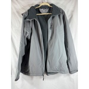 Outdoor Ventures Mens XXL Gray Softshell Fleece Lined Hooded Jacket fits like XL
